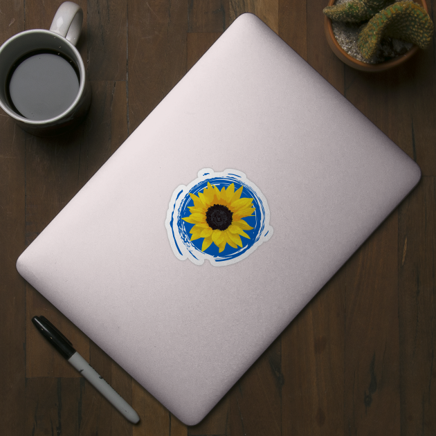 Blue and Yellow Sunflower - Ukraine Flag - Show Support by SayWhatYouFeel